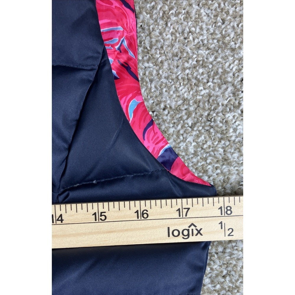 Lilly Pulitzer Down Puffer Vest Navy Blue w/Floral Lining Full Zip Women's Small - Picture 10 of 12